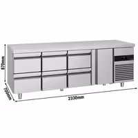 Commercial Counter Fridge PREMIUM - 2330x700mm - with 1 door - 6 drawers - capacity 632 litres