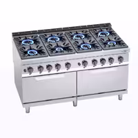 Gasspis golvmodell - Lorenzo 900 - 1600x900x965 mm - 84,2 kW - 8 brännare - inkl. gasugn statisk - 2x 7,6 kW - GN 2/1