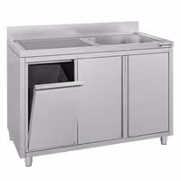 Sudoper s ormarićem ECO - inox - 1200 x 600 mm - s košem za otpatke - s 1 koritom - korito desno