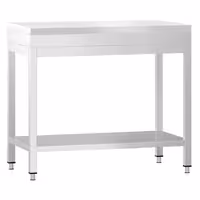 Masă de lucru din oțel inoxidabil PREMIUM – 700 x 700 mm – cu blat de bază – incl. placă de tăiere albă
