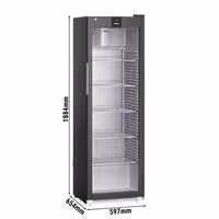 LIEBHERR | Szafa chłodnicza PERFORMANCE – 400 L – od +1 do +15 °C – z wnętrzem z tworzywa sztucznego i 1 drzwiami szklanymi – czarna