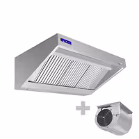 Commercial Wall-Mounted Extraction Canopy - with Motor - 1600mm - Speed Controller, Baffle Filters & LED Lighting