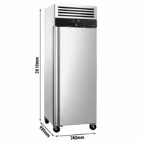 Ceptuvju ledusskapis no nerūsējošā tērauda PREMIUM - EN 600x800 mm - 740 mm - 612 l - +2/+8 °C - ar 1 durvis - Ventilējama dzesēšana, automātiska atkausēšana, iekšējais apgaismojums, R290, klimata klase 4 - melna fronte