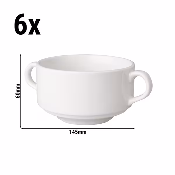 (6 adet) BUDGETLINE - Kulplu Çorba Kasesi - 300 ml - Beyaz