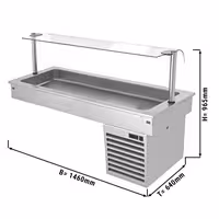 Ugradno rashladno korito - 1460 mm - od +2 do +8 °C - 4x GN 1/1 - 390 W - sa zaštitnim staklom