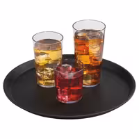 (12 komada) CAMBRO | CAMTREAD® - Pladanj od stakloplastike - Okrugli - ø 280 mm - Visoki profil - Crna boja