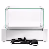 Commercial Hot Dog Roller Grill - 5 Rollers - with Glass Cover - Single Heating Zone