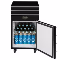 GASTRO-COOL | Chłodziarka „Wózek warsztatowy” – stal nierdzewna – 50 L – od 0 do +10 °C – z 1 drzwiami – na kółkach – czarna