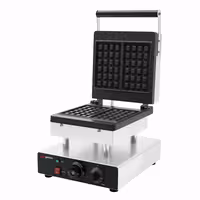 Commercial Waffle Maker - Single - Manual - 2kW - Shape: Brussels - plates with Teflon coating