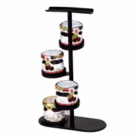 (12 pcs) Jam Etagere / Buffet Stand - Stainless steel, powder-coated - Black - Height: 230mm - with 4 shelves