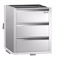 Ladičar PREMIUM - 3 ladica - inox - modul 400x660 mm - 400x660x585 mm - kompatibilno sa serijom 700
