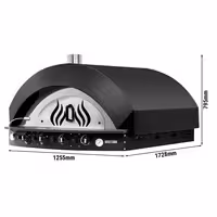 Gas Deck Pizza Oven - Single Deck - Stone Deck - 12 x Ø30 cm - Mechanical Controls - Black - up to 400°C