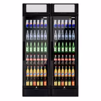 (2 unid) Frigorífico expositor de bebidas - 1190mm - 694L - com 2 portas de batente em vidro & painel publicitário iluminado - com indicação/painel digital de temperatura - Preto