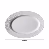(6 adet) SEA WAVE - Sunum Tabağı Oval Düz - Porselen, 280x280mm, Beyaz