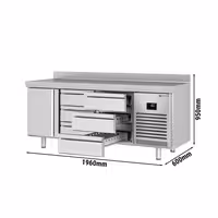 Commercial Counter Fridge PREMIUM PLUS - 1960x600mm - with 1 door - 6 drawers - with upstand - capacity 385 litres