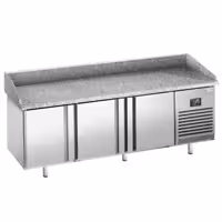 Stół chłodniczy do pizzy PREMIUM PLUS - 1980x700mm - z blatem granitowym - 3‑drzwiowy