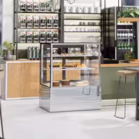 Commercial cake display fridge - 343L - 900mm - Double glazing - with 2 glass shelves - rear sliding doors