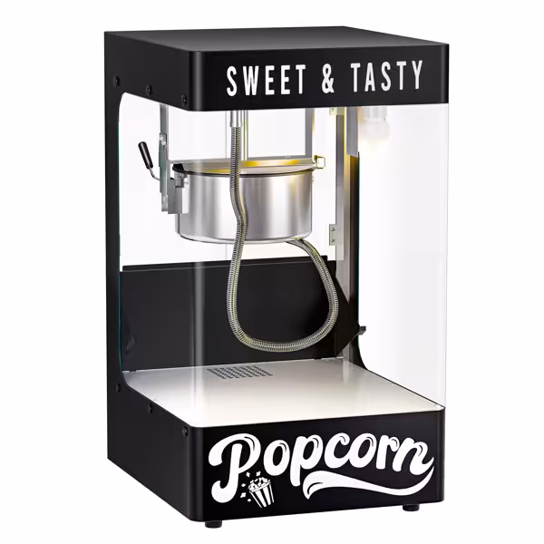 Profesyonel Popcorn Mısır Patlatma Makinesi - Set Üstü - 1,31kW - 5kg/sa - 1 kazanlı - Siyah