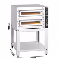 Electric Deck Pizza Oven - Twin Deck - Refractory Stone Deck - 6+6 x Ø 30cm (12") - 230V 3 Phase - Mechanical Controls - up to 450°C - incl. Base frame
