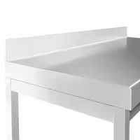 Rozsdamentes acél munkaasztal PREMIUM - 2000x800 mm - alsó polccal & hátsó peremmel