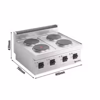 Električni štednjak - Linija 700 - 800x700x430 mm - 9,2 kW - 4 ploče - nadpultni