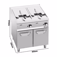 Elektromos dupla olajsütő - álló - 22+22 liter - 44 kW - manuális vezérlés