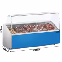 Chladicí pult - 2500 mm - přední panel světle modrý