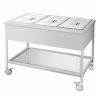 Toplovodna kupka grijana kolica - 3 kW - 3x GN 1/1 - odvojena regulacija temperature po bazenu - s odvodnim ventilom