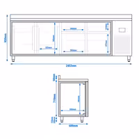 Aukstuma galds PREMIUM PLUS - 2452x600 mm - 510 l - ar 2 durvīm - ar 4 atvilktnēm - Ar apmali