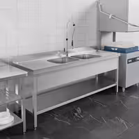 Sudoper ECO - 2000x700 mm - s donjom policom - s 2 koritima - korita sredina - inox