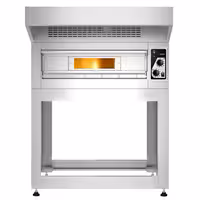 Electric Deck Pizza Oven - Single Deck - Refractory Stone Deck - 4 x Ø 33cm (13.8") - Mechanical Controls - up to 400°C - incl. Stainless steel hood & Base frame