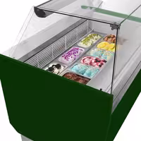 Ice Cream Display Freezer | LIAM - 1310mm - Static cooling - with LED lighting - for 10 x 5 litres Napoli pans - Green