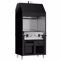 Commercial Gas Chargrill BERLIN - 960mm - 790mm Deep - 4 Grill Grids - Cast-Iron Cooking Grids - Black