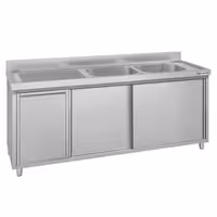 ECO umivaonik – 2000 x 600 mm – s košem za otpad i dvije zdjele s desne strane