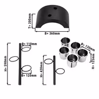 Cutlery Cylinder Holder - 360x200mm - Height: 590mm - Stainless steel - incl. 5 stainless steel holders - removable cutlery container - Black