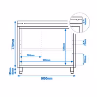 Arbetskåp i rostfritt stål PREMIUM - 1000x600 mm - med 2 skjutdörrar - inkl. skärbräda grön