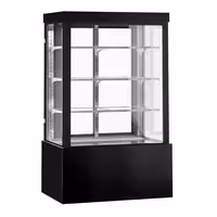 Commercial cake display fridge - 950L - 1200mm - Double glazing - square - with 3 adjustable shelves - rear sliding doors - for patisserie - Black