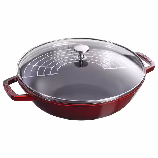 STAUB | SPECIALITIES - Wok met glazen deksel - Ø 300mm - Gietijzer - Grenadine rood