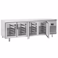 Stół chłodniczy barowy do napojów Premium PLUS – 2752 x 800 mm – z 4 drzwiami szklanymi