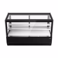 Countertop display fridge - 120L - 700mm - Double glazing - square - with 2 glass shelves - rear sliding glass doors - Black