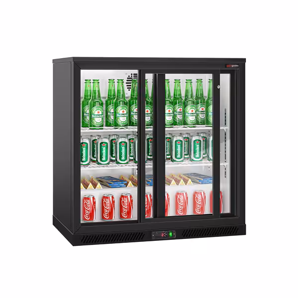Barski hladnjak - 900 mm - 220 l - s 2 klizna staklena vrata - crna