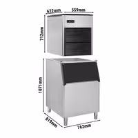Commercial Ice Machine - Nugget - 335 kg/24 h - incl. ice storage container