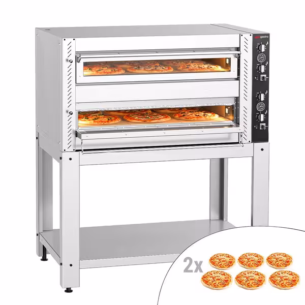 Electric Deck Pizza Oven - Twin Deck - Refractory Stone Deck - 6+6 x Ø 30cm (12") - incl. Base frame