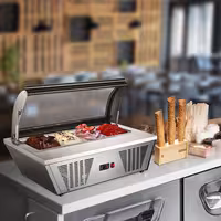 Countertop Ice Cream Display Freezer - 867mm - Static cooling - with LED lighting - for 4 x 5 litres Napoli pans - hinged glass lid