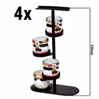 (4 pcs) Jam Etagere / Buffet Stand - Powder-coated stainless steel - Black - Height: 230mm - with 4 shelves