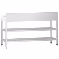 طاولة عمل ستانلس ستيل PREMIUM - 1800x600mm - مع رف سفلي & حاجز خلفي & رف وسطي & تدعيم