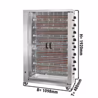 Električni rotacijski samostojeći Roštilj za piletinu - 38,4 kW - s 8 ražnjeva - do 48 pilića
