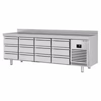Aukstuma galds PREMIUM PLUS - 2452x600 mm - ar 12 atvilktnēm - Ar apmali