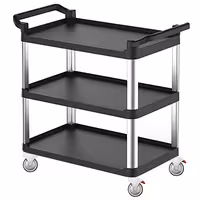 Carrello di Servizio - Plastica - 800x500mm - 3 Ripiani - con Ruote Silenziose