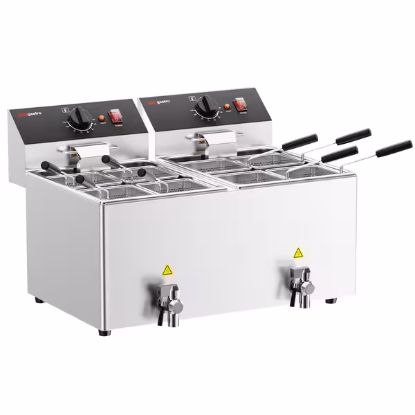 Electric Fierbător de paste profesional - de banc - 8 + 8 litri - 6,5 kW - cu robinet de scurgere - incl. 8 coșuri